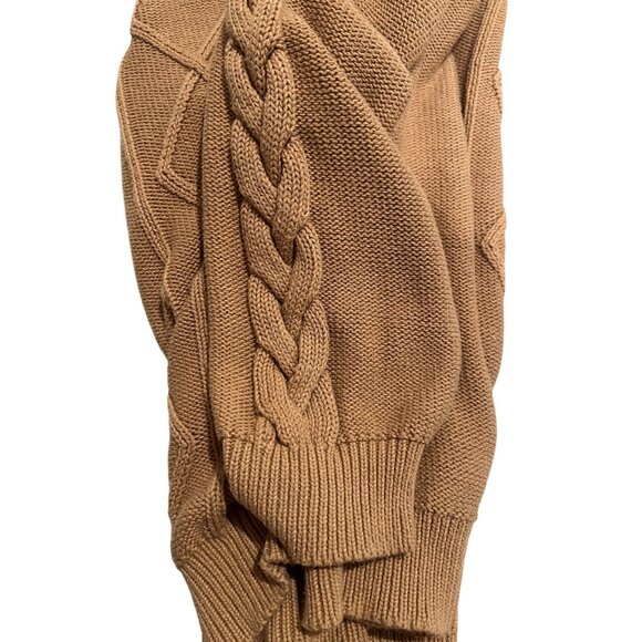 Vetta XL Camel Brown Organic Cotton Cable Knit Sweater Made In USA - Picture 8 of 16